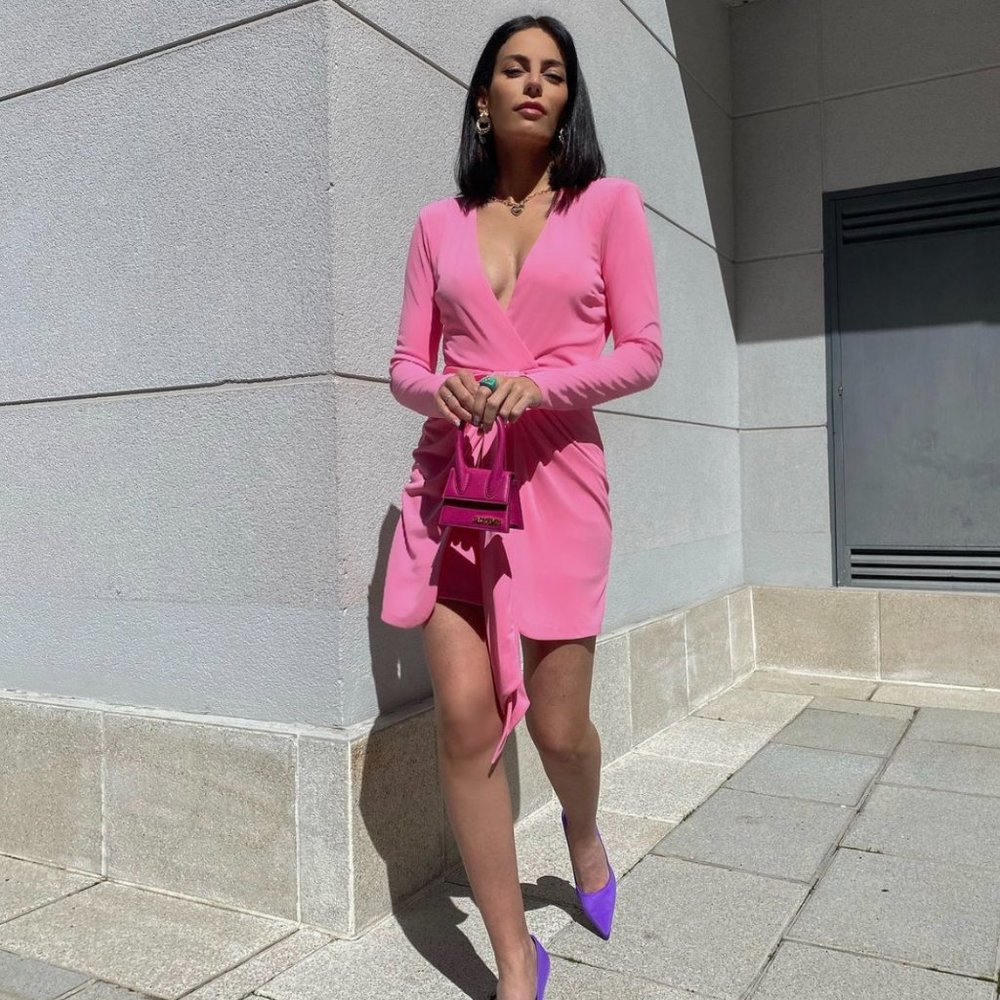 NWT_ZARA WOMAN SS22 DRAPED KNOTTED DRESS PINK SHOULDER PADS 2780/636_ALL SIZES - Picture 7 of 9